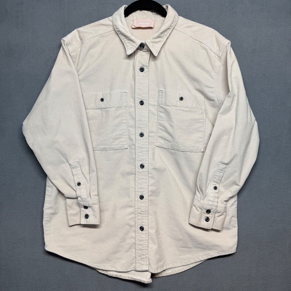 Everlane Corduroy Oversized‎ Shirt M Cream Beige Cotton Blend Button Up Casual